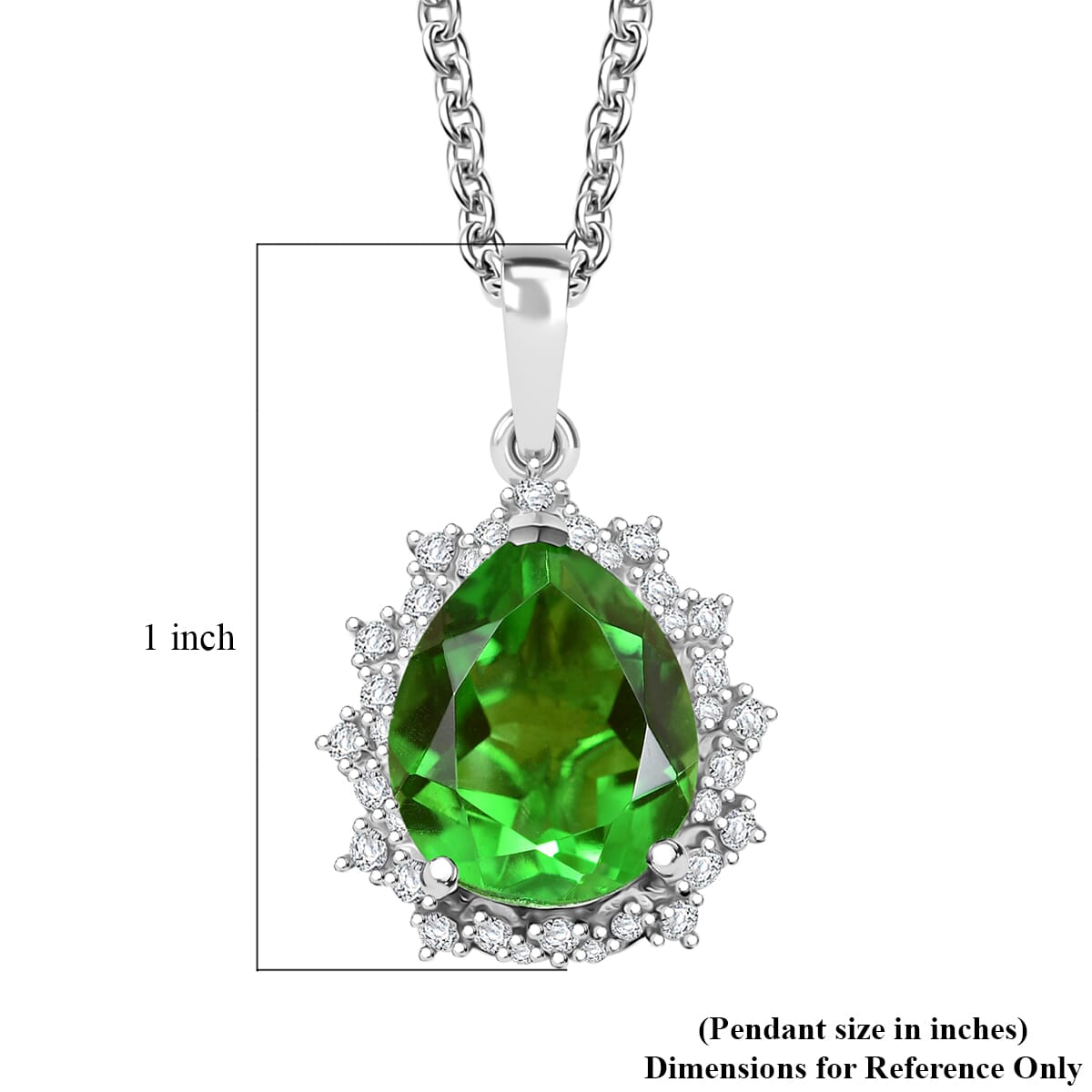 D'Joy Chartreuse Quartz (Triplet) and White Zircon 5.15 ctw Leaves Pendant in Platinum Over Sterling Silver with Stainless Steel Necklace 20 Inches image number 5