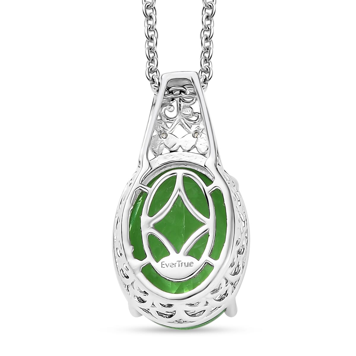 Ever True Chartreuse Quartz and White Zircon 9.80 ctw Floral Pendant in 18K YG Plated and Platinum Bond with Stainless Steel Necklace 20 Inches image number 4