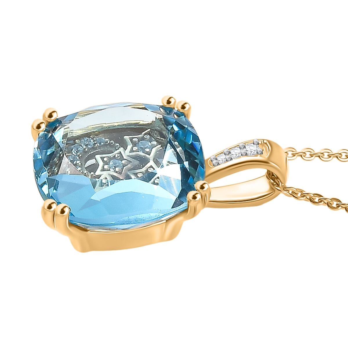 GP Celestial Dream Collection Sky Blue Topaz and White Zircon 8.85 ctw Pendant Necklace 20 Inches in 18K Vermeil Yellow Gold Over Sterling Silver image number 4