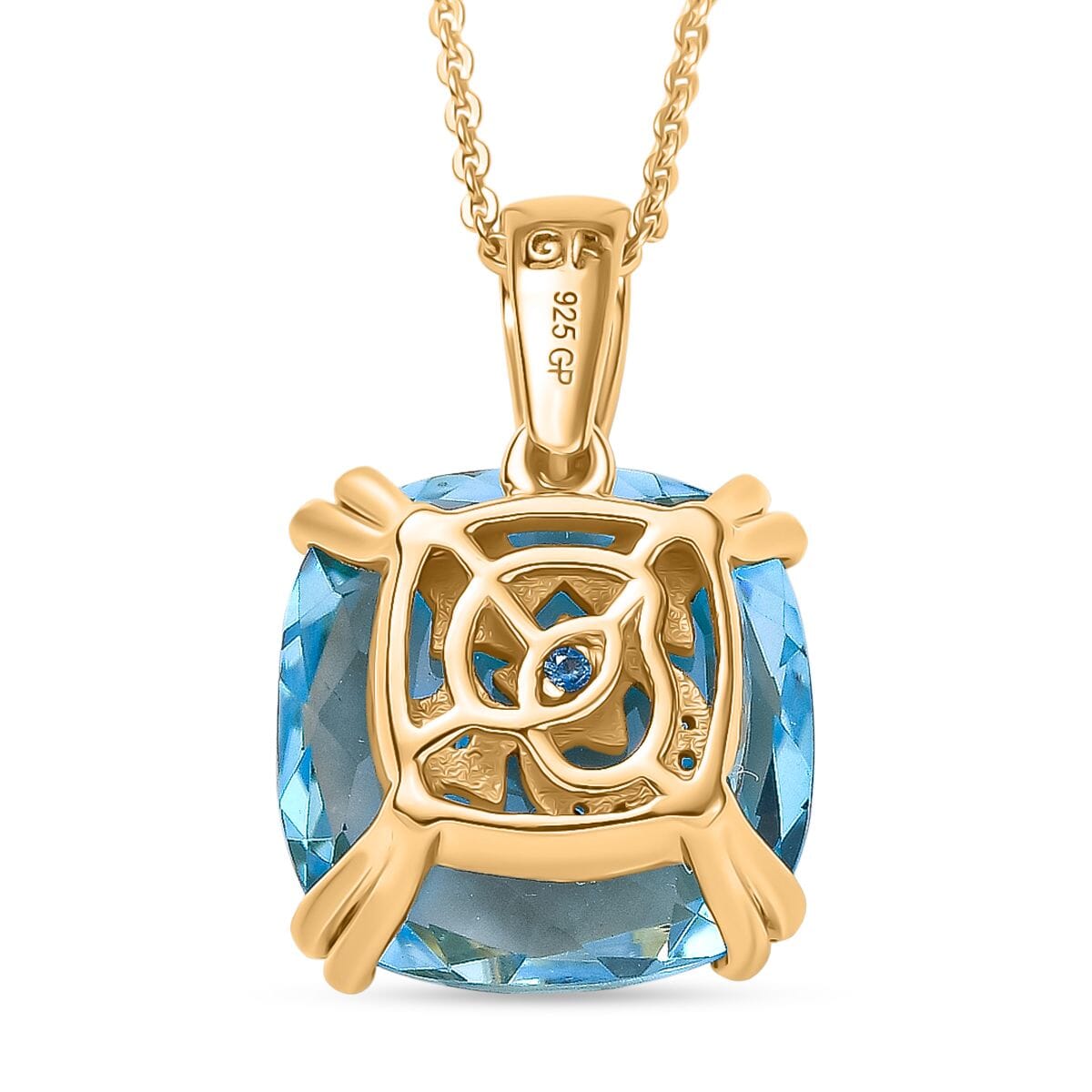 GP Celestial Dream Collection Sky Blue Topaz and White Zircon 8.85 ctw Pendant Necklace 20 Inches in 18K Vermeil Yellow Gold Over Sterling Silver image number 5