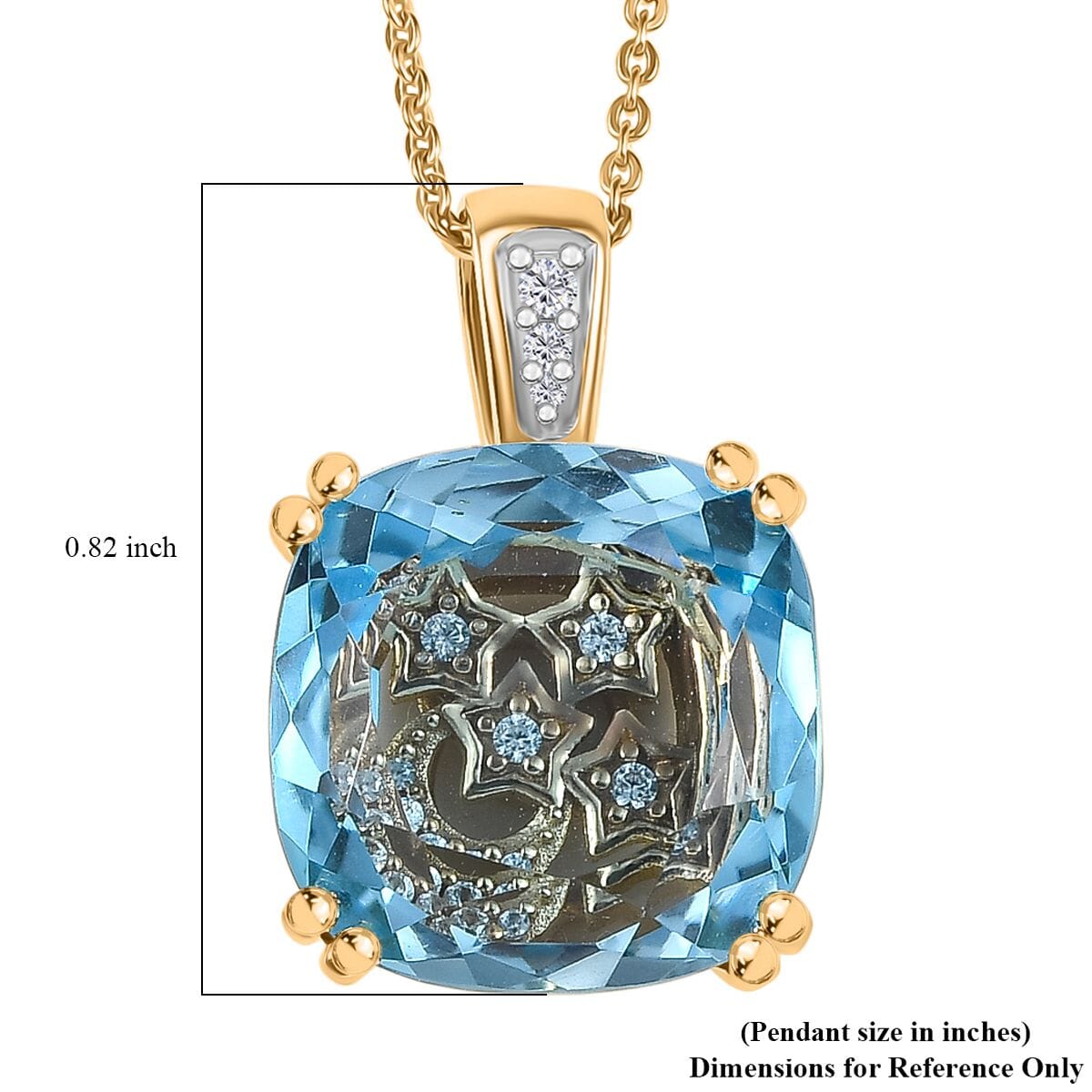 GP Celestial Dream Collection Sky Blue Topaz and White Zircon 8.85 ctw Pendant Necklace 20 Inches in 18K Vermeil Yellow Gold Over Sterling Silver image number 7