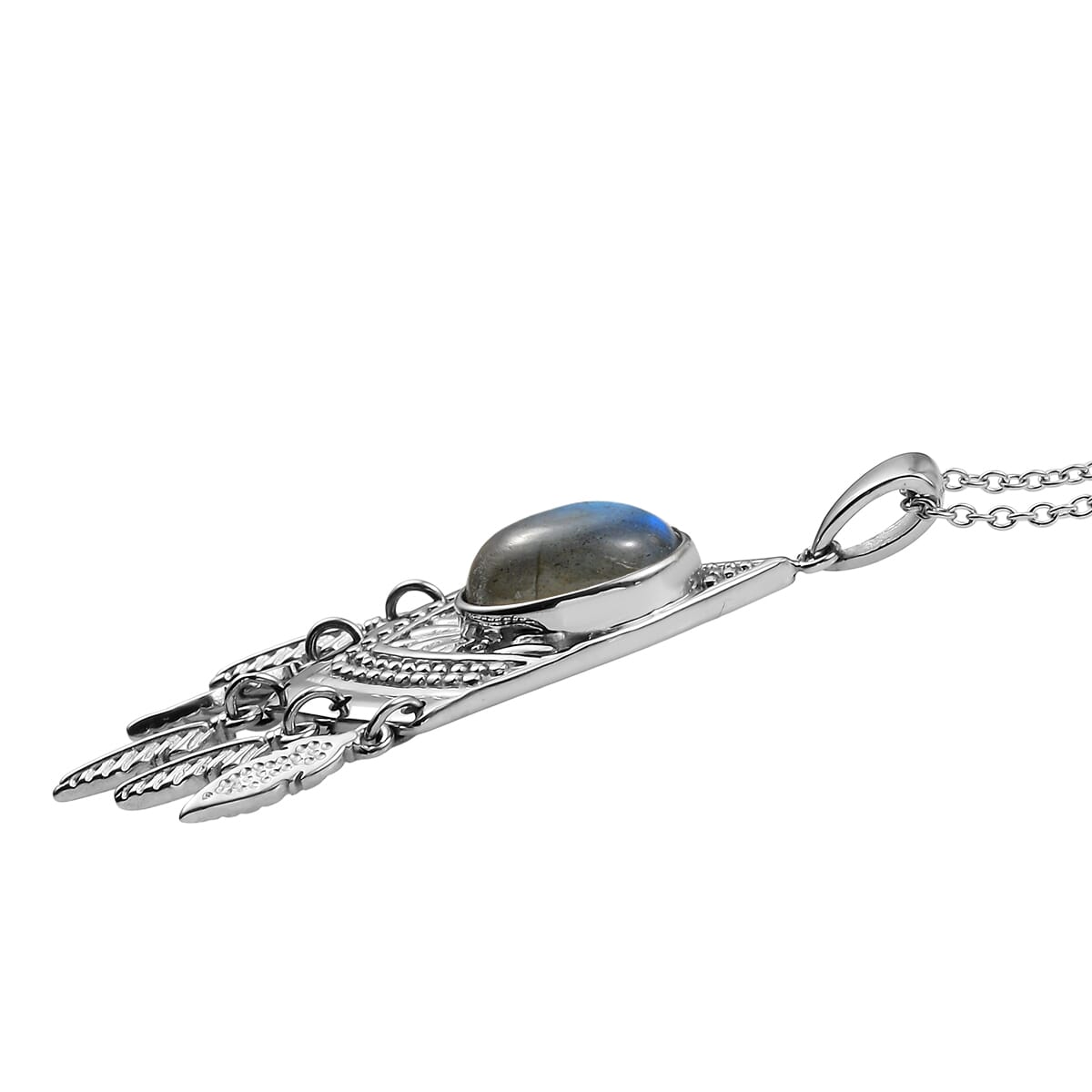 EverTrue Malagasy Labradorite 6.25 ctw Pendant Necklace 20 Inches in Stainless Steel  image number 3