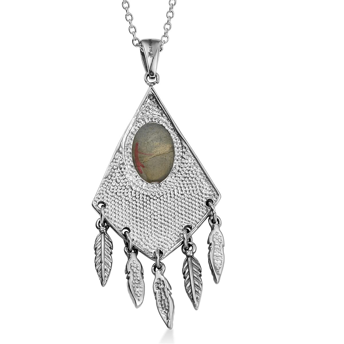 EverTrue Malagasy Labradorite 6.25 ctw Pendant Necklace 20 Inches in Stainless Steel  image number 4