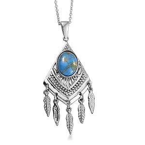 EverTrue Mojave Blue Turquoise 5.00 ctw Pendant Necklace 20 Inches in Stainless Steel 