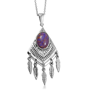 EverTrue Mojave Purple Turquoise 5.15 ctw Pendant Necklace 20 Inches in Stainless Steel 