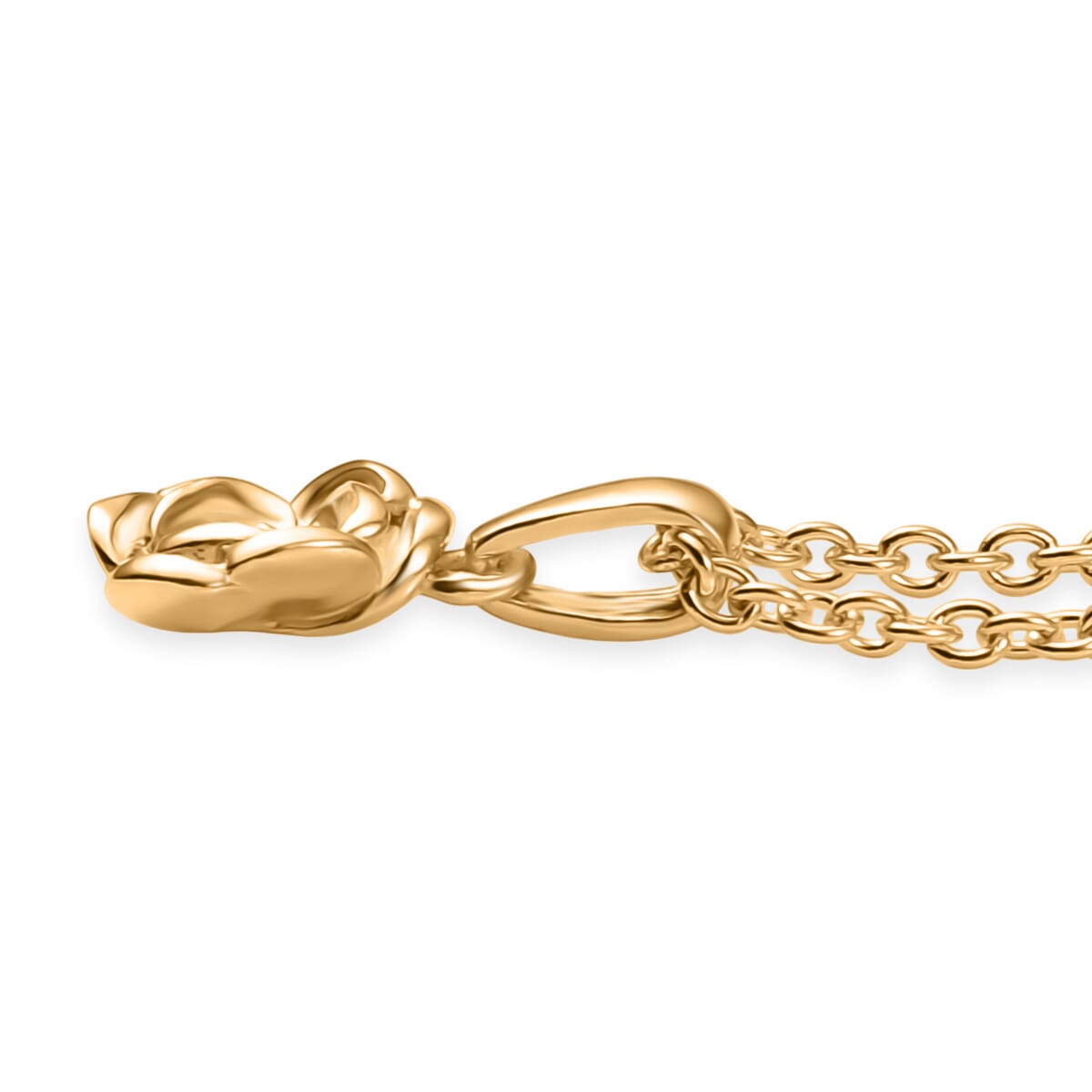 Rose Pendant in 18K Vermeil YG Over Sterling Silver with ION Plated YG Stainless Steel Chain 20 Inches image number 3