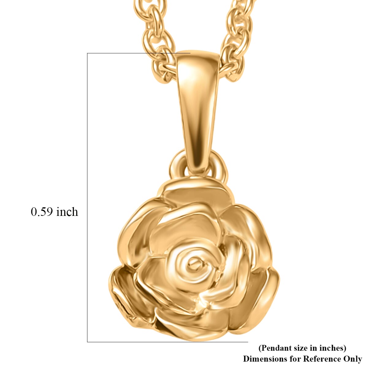 Rose Pendant in 18K Vermeil YG Over Sterling Silver with ION Plated YG Stainless Steel Chain 20 Inches image number 5