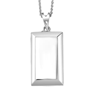 Bar Pendant Necklace 20 Inches in Rhodium Over Sterling Silver 4.84 Grams