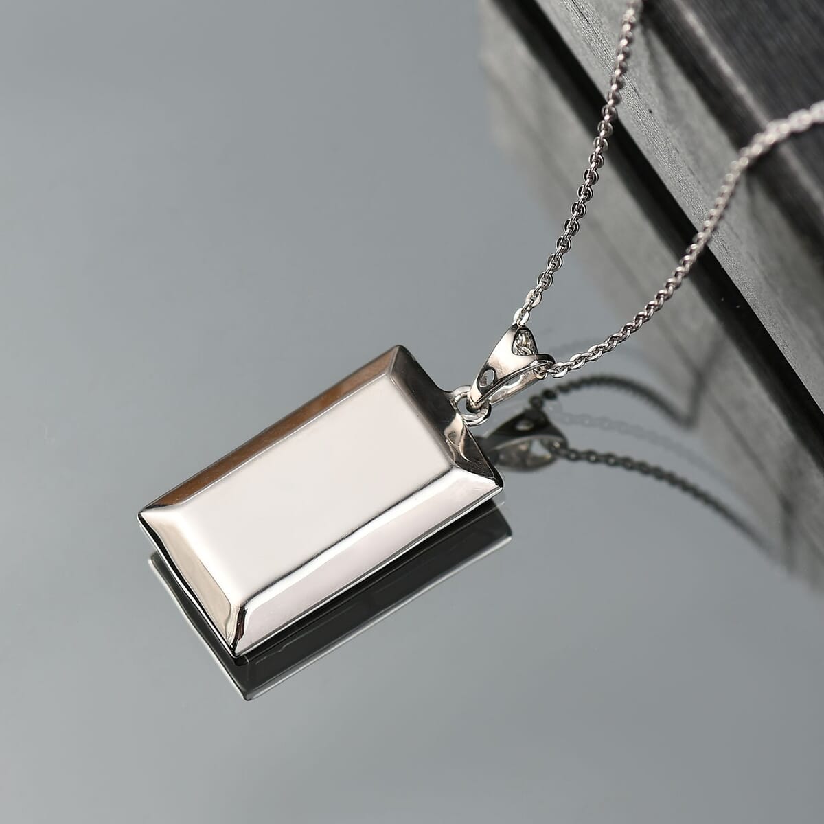 Bar Pendant Necklace 20 Inches in Rhodium Over Sterling Silver 4.84 Grams image number 1