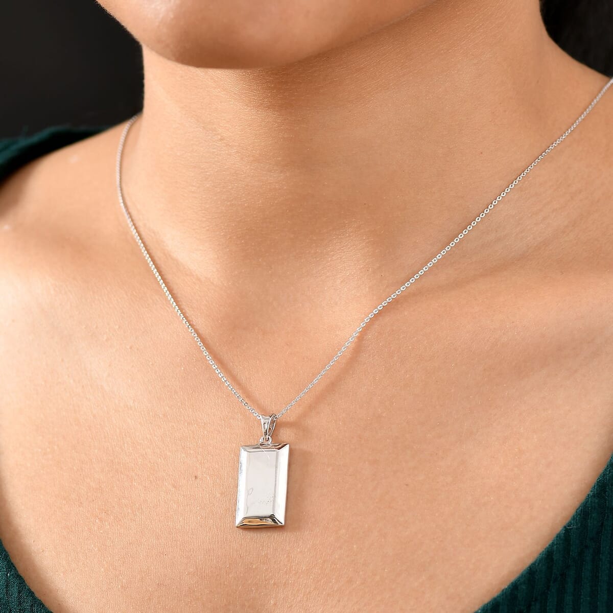 Bar Pendant Necklace 20 Inches in Rhodium Over Sterling Silver 4.84 Grams image number 2