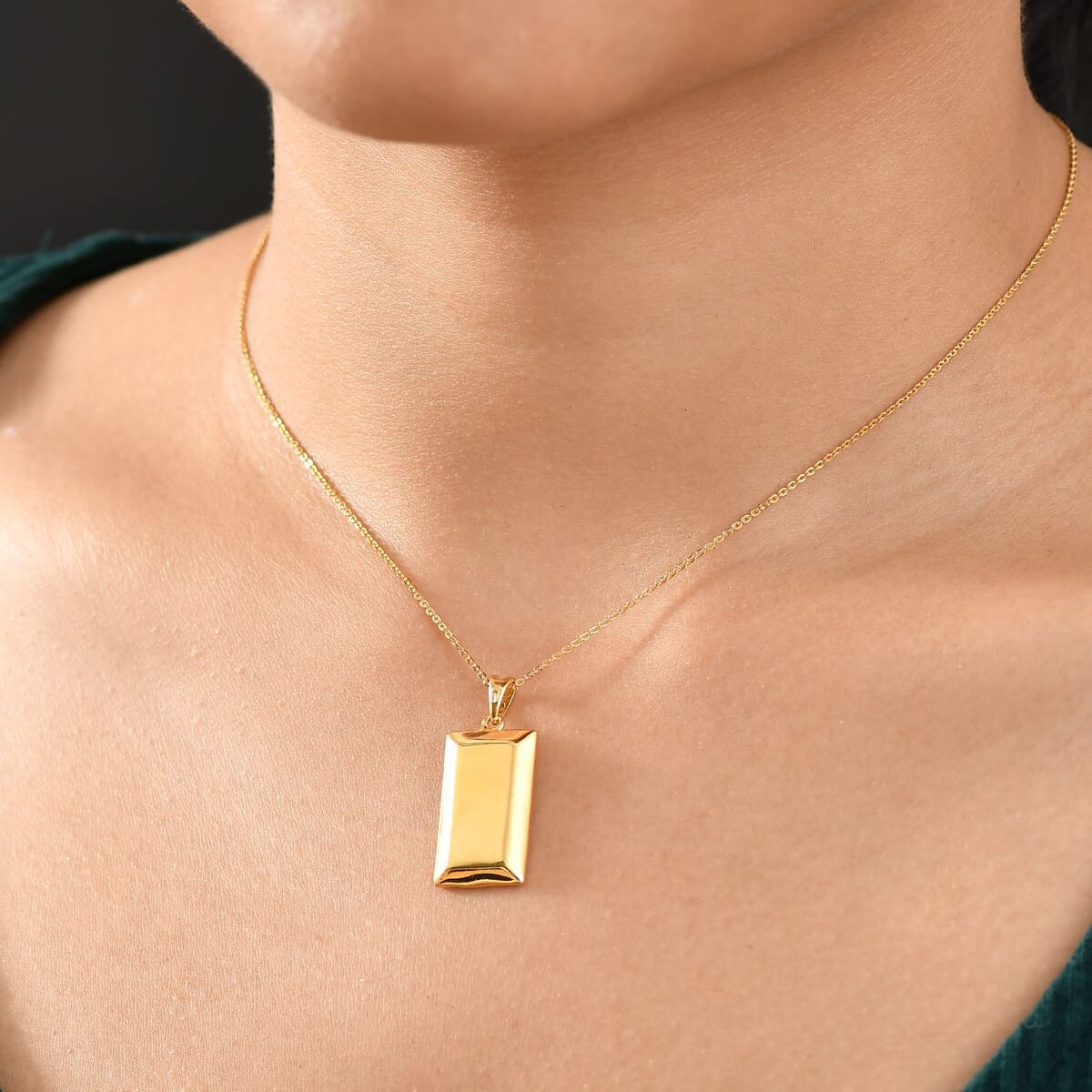 Bar Pendant Necklace 20 Inches in 18K Vermeil Yellow Gold Over Sterling Silver 4.84 Grams image number 2
