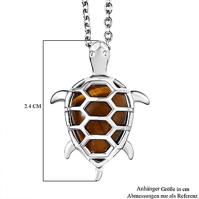 Tiger Eye 5.85 ctw Pendant in Platinum Bond with Stainless Steel Necklace 20 Inches