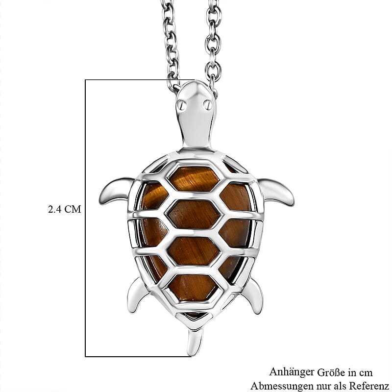 Tiger Eye 5.85 ctw Pendant in Platinum Bond with Stainless Steel Necklace 20 Inches