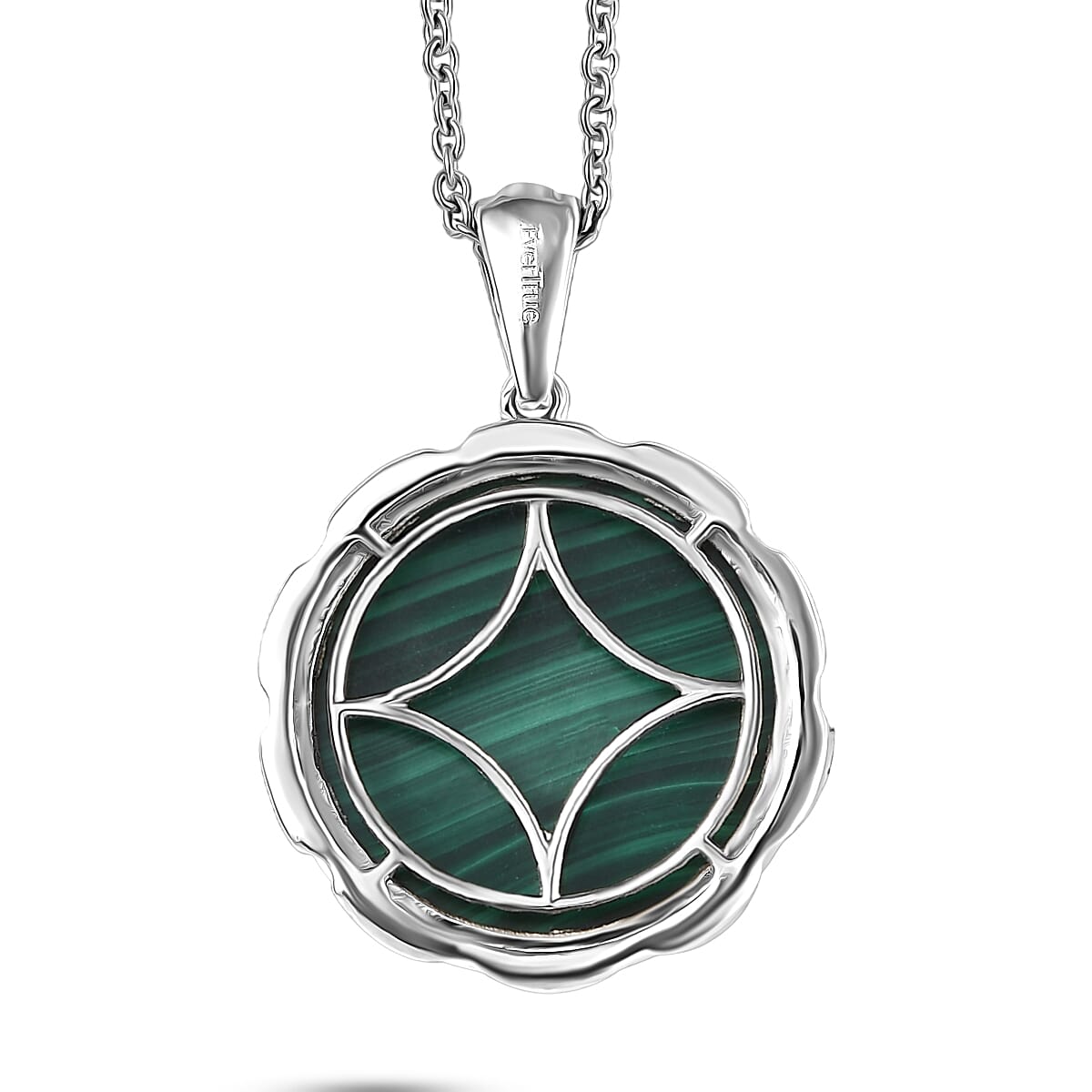 EverTrue African Malachite 26.10 ctw Pendant in Platinum Bond with Stainless Steel Necklace 20 Inches image number 4