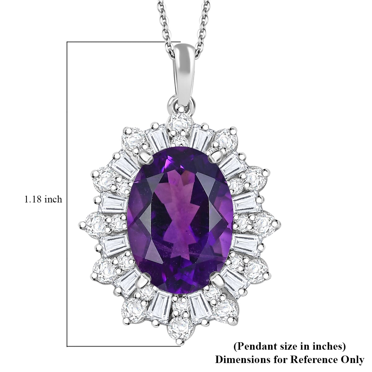 D’Joy Lusaka Amethyst and Moissanite 7.50 ctw Pendant Necklace 20 Inches in Rhodium Over Sterling Silver image number 6