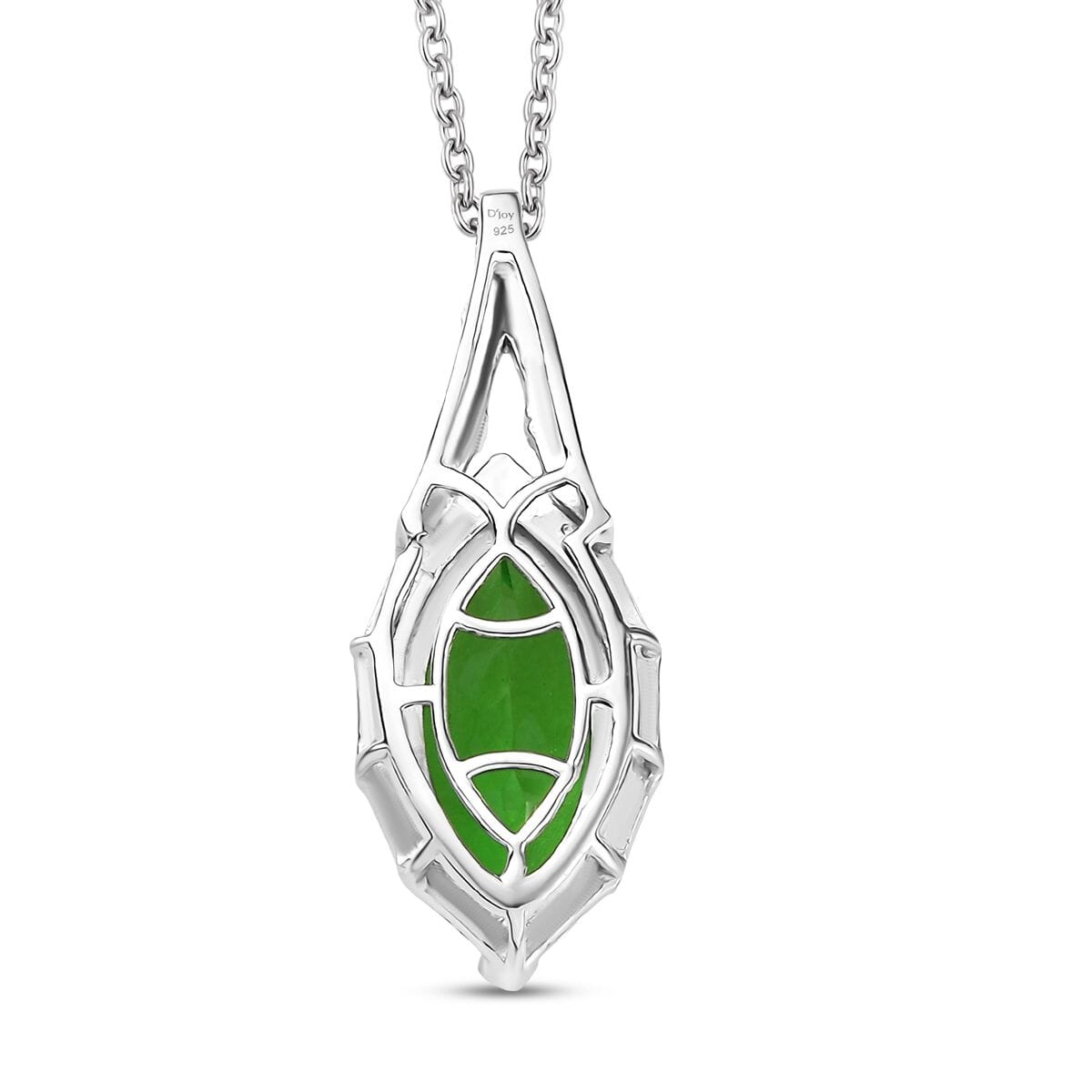 D'Joy Chartreuse Quartz (Triplet) 4.50 ctw Forest Fang Pendant Necklace in Platinum Over Sterling Silver 20 Inches image number 4