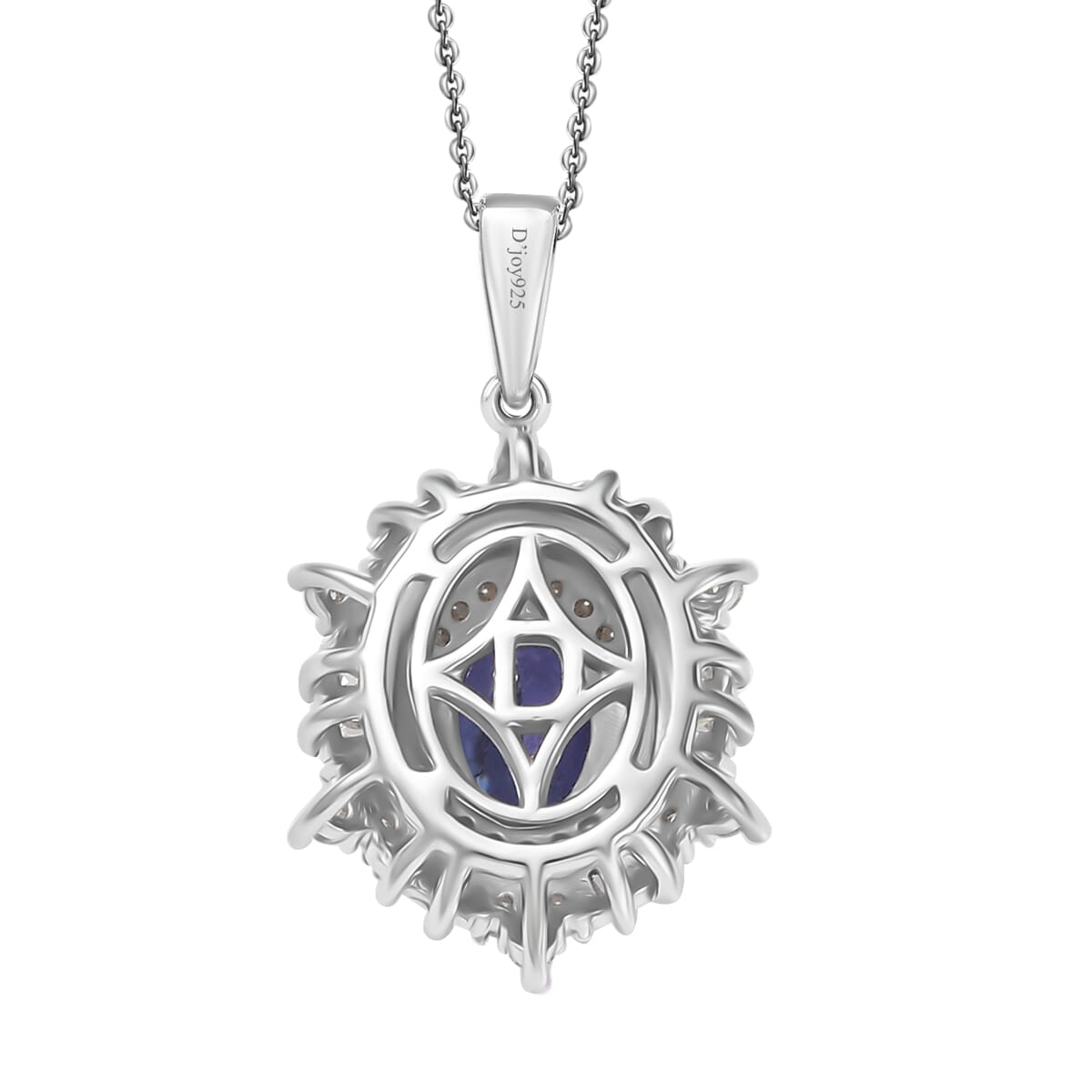 D'Joy Tanzanite and Moissanite 1.40 ctw Celestial Halo Pendant Necklace 20 Inches in Rhodium Over Sterling Silver image number 4
