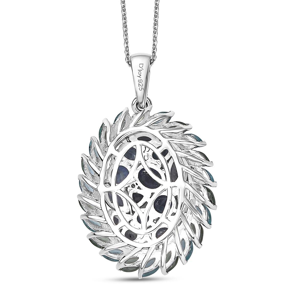 D'Joy Peacock Tanzanite and Multi Gemstone 4.75 ctw Galaxy Pendant Necklace 20 Inches in Rhodium Over Sterling Silver