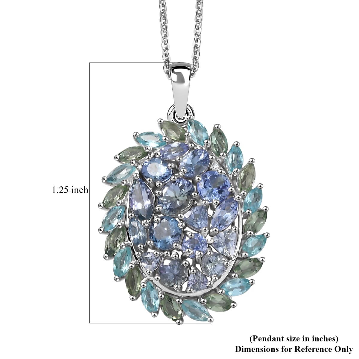 D'Joy Peacock Tanzanite and Multi Gemstone 4.75 ctw Galaxy Pendant Necklace 20 Inches in Rhodium Over Sterling Silver image number 6