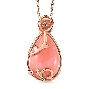 D'Joy Vinicunca Peruvian Opal and Lotus Garnet 2.30 ctw Pendant Necklace (18 Inches) in 18K Vermeil RG Over Sterling Silver