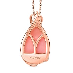 D'Joy Vinicunca Peruvian Opal and Lotus Garnet 2.30 ctw Pendant Necklace (18 Inches) in 18K Vermeil RG Over Sterling Silver