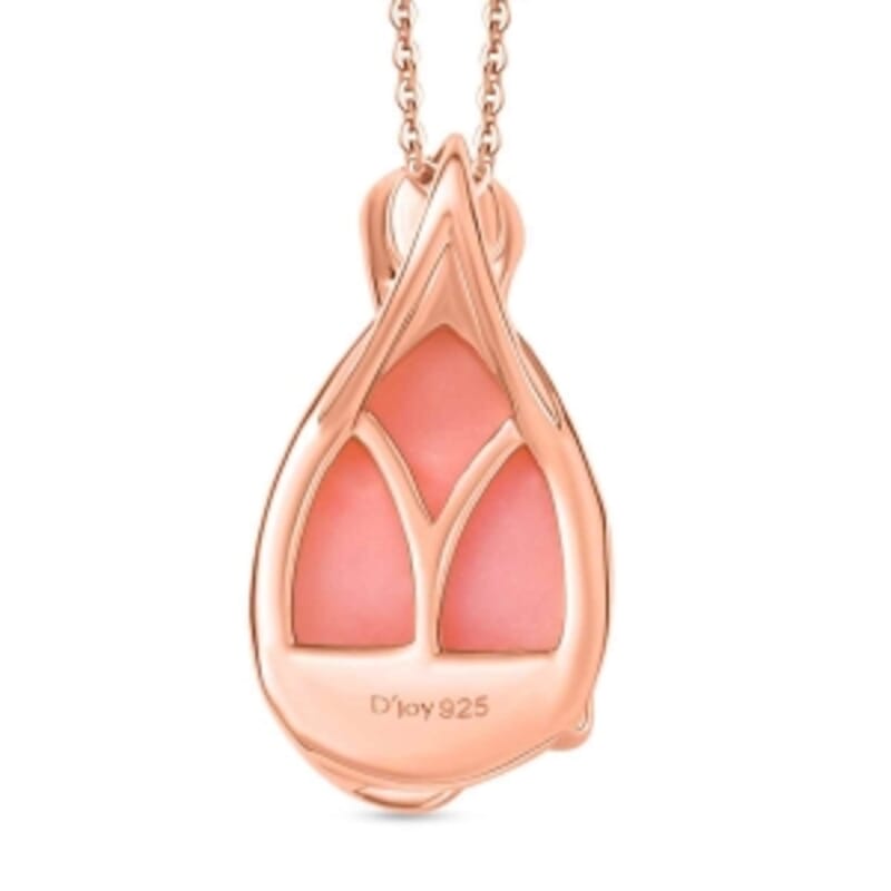 D'Joy Vinicunca Peruvian Opal and Lotus Garnet 2.30 ctw Pendant Necklace (18 Inches) in 18K Vermeil RG Over Sterling Silver