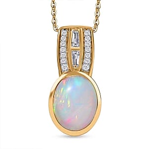 Ethiopian Welo Opal and Ethiopian Welo Opal Ethiopian Welo Opal Pendant 1.98 ctw Necklace in Vermeil YG Over Sterling Silver 20 Inches