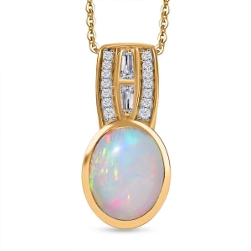 Ethiopian Welo Opal and Ethiopian Welo Opal Ethiopian Welo Opal Pendant 1.98 ctw Necklace in Vermeil YG Over Sterling Silver 20 Inches