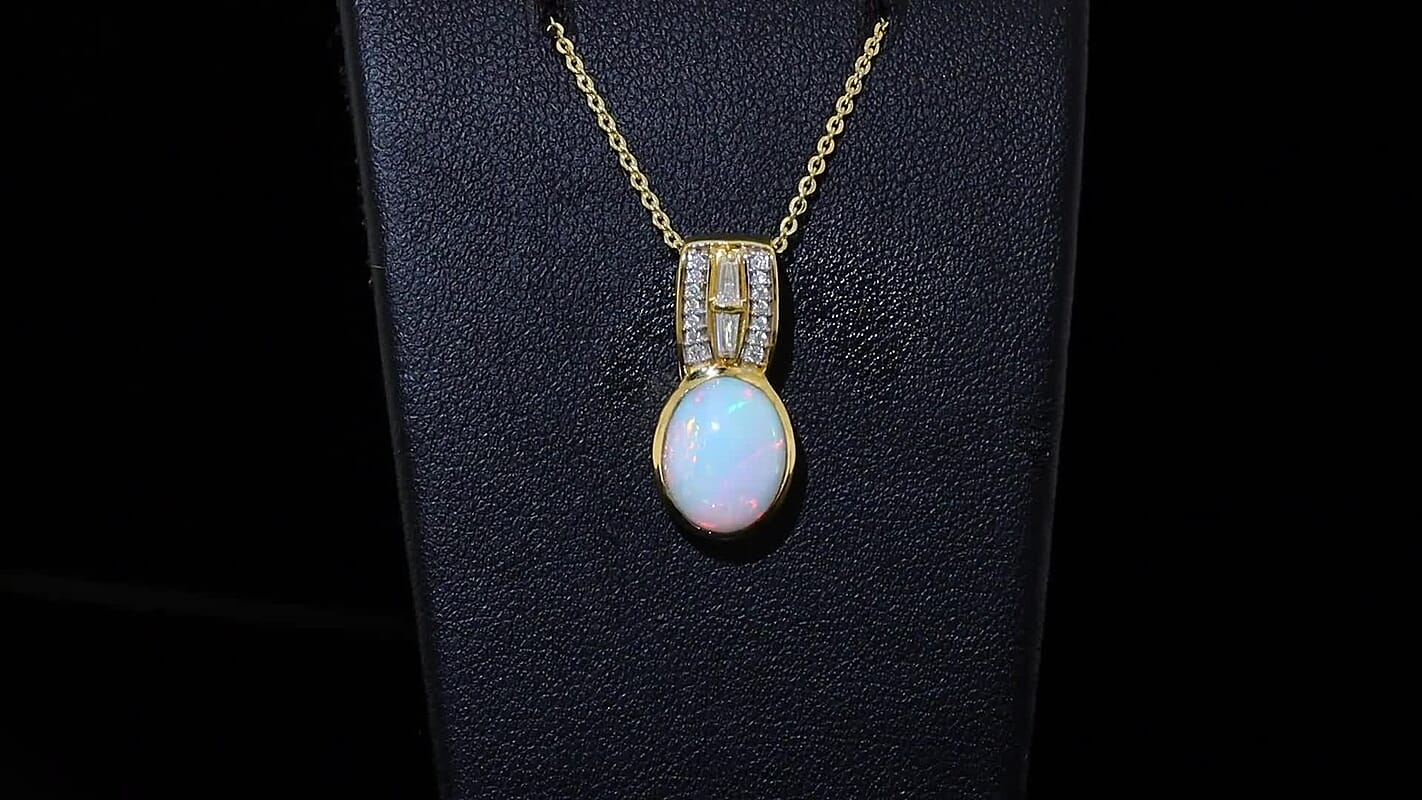 Ethiopian Welo Opal and Ethiopian Welo Opal Ethiopian Welo Opal Pendant 1.98 ctw Necklace in Vermeil YG Over Sterling Silver 20 Inches