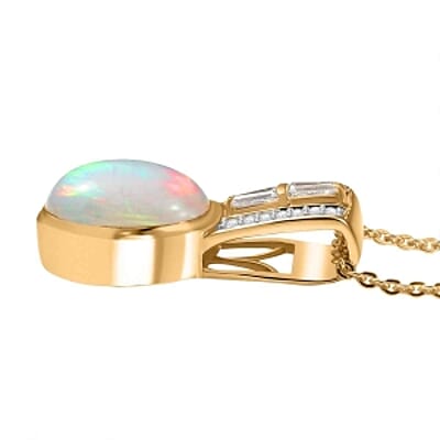 Ethiopian Welo Opal and Ethiopian Welo Opal Ethiopian Welo Opal Pendant 1.98 ctw Necklace in Vermeil YG Over Sterling Silver 20 Inches
