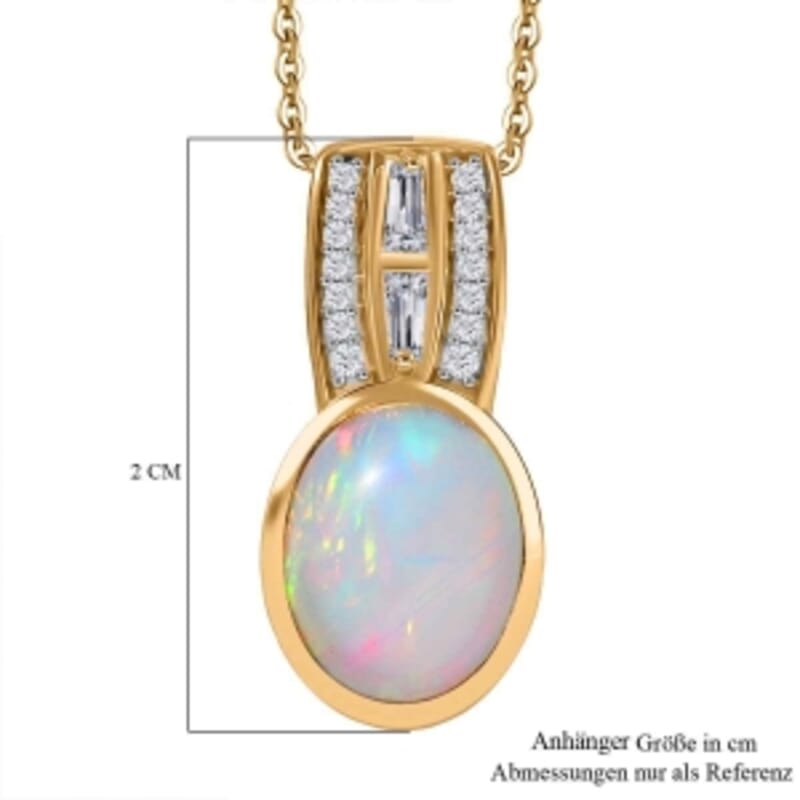 Ethiopian Welo Opal and Ethiopian Welo Opal Ethiopian Welo Opal Pendant 1.98 ctw Necklace in Vermeil YG Over Sterling Silver 20 Inches