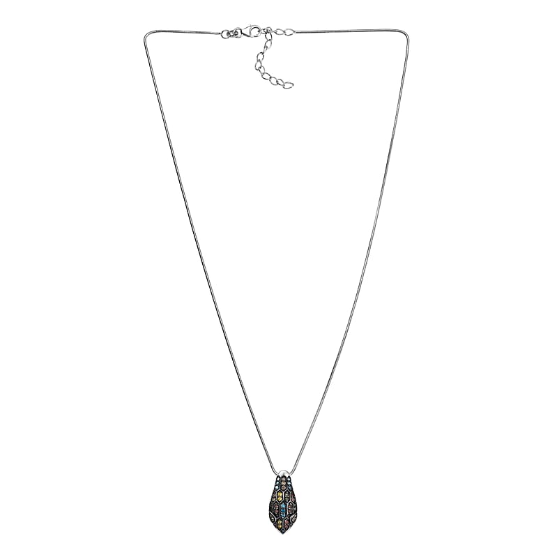 GP Trionfo Collection Multi Diamond 0.50 ctw Serpent Pendant Necklace in Rhodium Over Sterling Silver 20 Inches