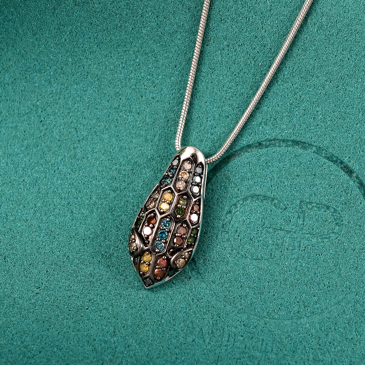 GP Trionfo Collection Multi Diamond 0.50 ctw Serpent Pendant Necklace in Rhodium Over Sterling Silver 20 Inches image number 1
