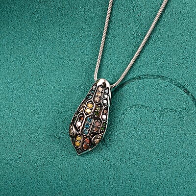 GP Trionfo Collection Multi Diamond 0.50 ctw Serpent Pendant Necklace in Rhodium Over Sterling Silver 20 Inches