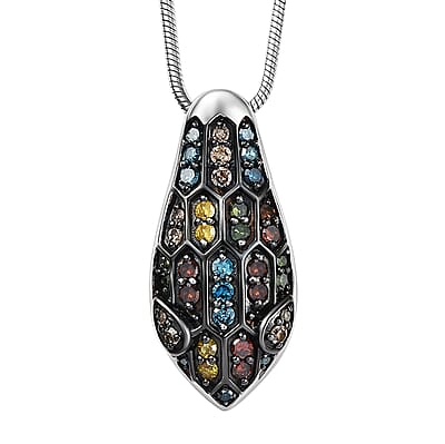 GP Trionfo Collection Multi Diamond 0.50 ctw Serpent Pendant Necklace in Rhodium Over Sterling Silver 20 Inches