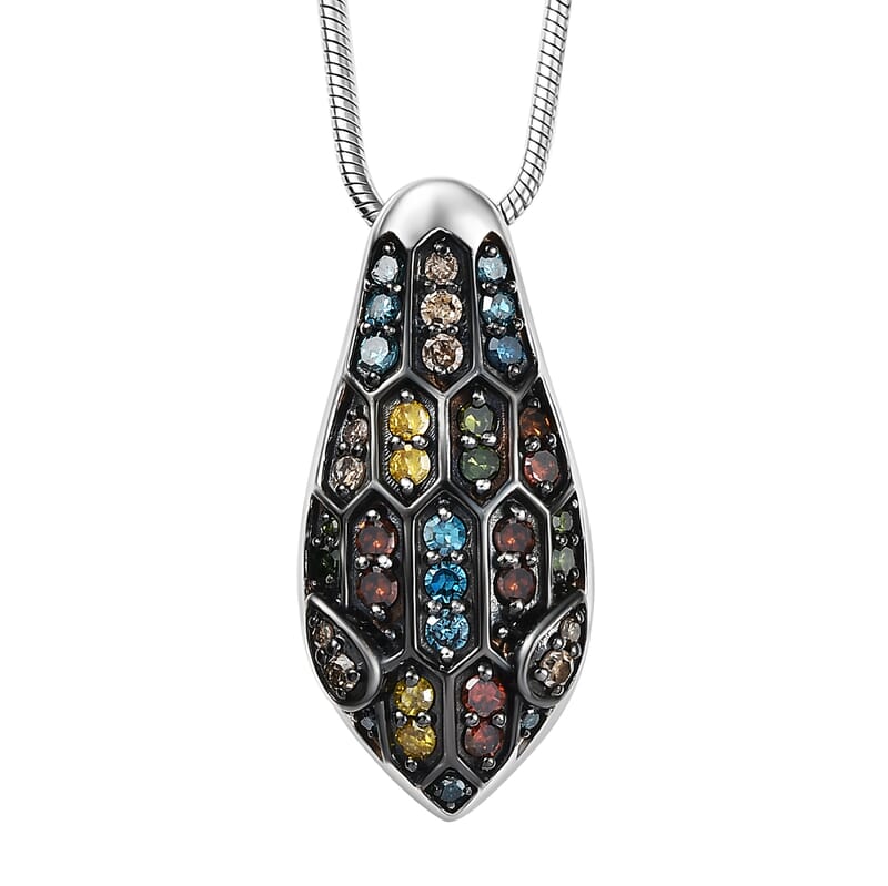 GP Trionfo Collection Multi Diamond 0.50 ctw Serpent Pendant Necklace in Rhodium Over Sterling Silver 20 Inches