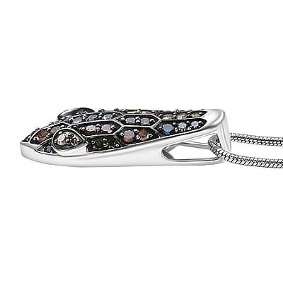 GP Trionfo Collection Multi Diamond 0.50 ctw Serpent Pendant Necklace in Rhodium Over Sterling Silver 20 Inches