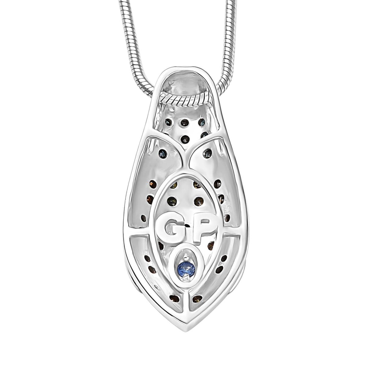 GP Trionfo Collection Multi Diamond 0.50 ctw Serpent Pendant Necklace in Rhodium Over Sterling Silver 20 Inches image number 6