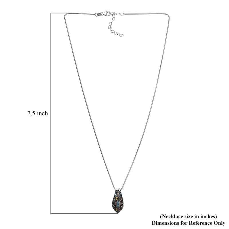 GP Trionfo Collection Multi Diamond 0.50 ctw Serpent Pendant Necklace in Rhodium Over Sterling Silver 20 Inches