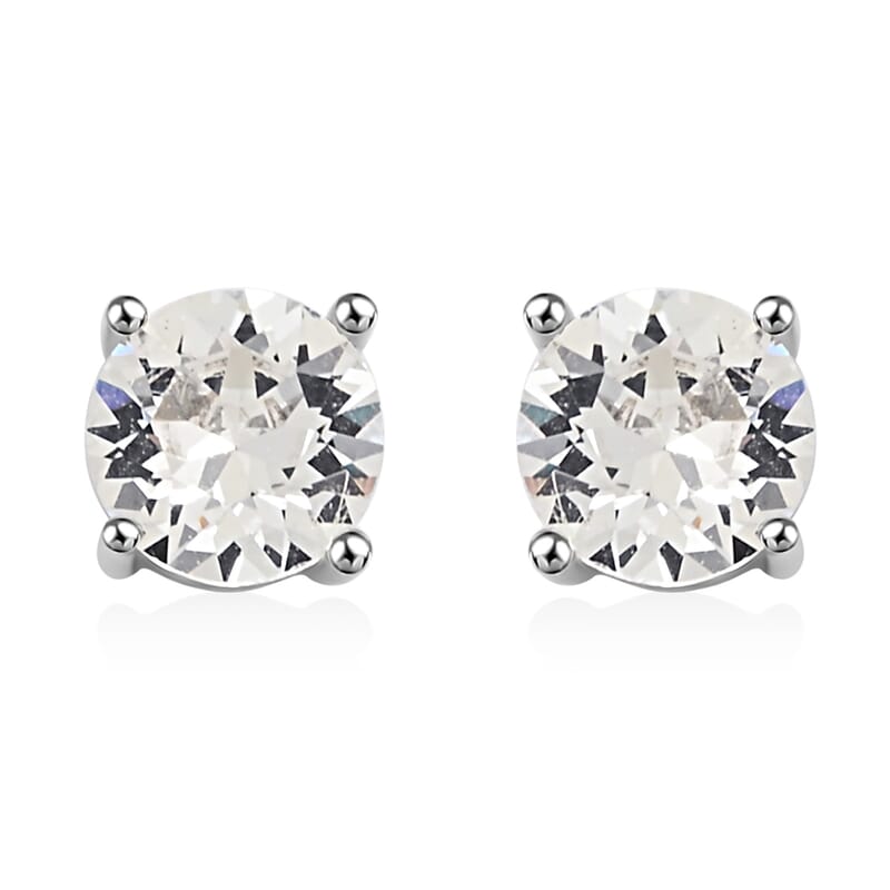 J Francis Embellished with Crystal by Swarovski Stud Earrings and Pendant Necklace (20 Inches) in Stainless Steel