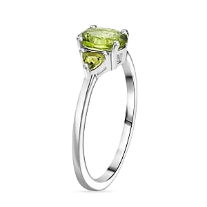 Peridot 2.24 ctw Ring (Size 6.50) and Pendant in Sterling Silver
