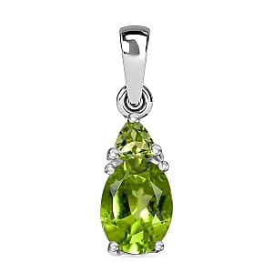 Peridot 2.24 ctw Ring (Size 6.50) and Pendant in Sterling Silver