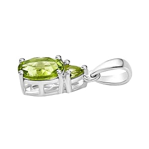 Peridot 2.24 ctw Ring (Size 6.50) and Pendant in Sterling Silver