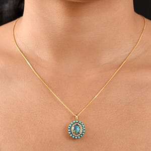 D'Joy Elysian Opal (Triplet) and Multi Gemstone 2.30 ctw Star in Night Sky Pendant Necklace in 18K Vermeil Yellow Gold Over Sterling Silver 20 Inches