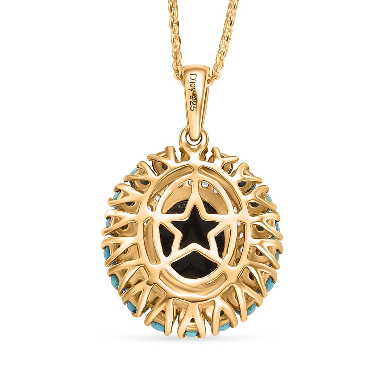 D'Joy Elysian Opal (Triplet) and Multi Gemstone 2.30 ctw Star in Night Sky Pendant Necklace in 18K Vermeil Yellow Gold Over Sterling Silver 20 Inches