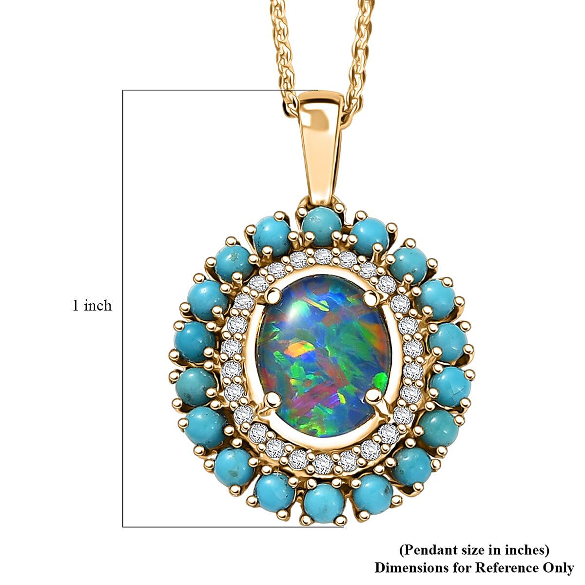 D'Joy Elysian Opal (Triplet) and Multi Gemstone 2.30 ctw Star in Night Sky Pendant Necklace in 18K Vermeil Yellow Gold Over Sterling Silver 20 Inches