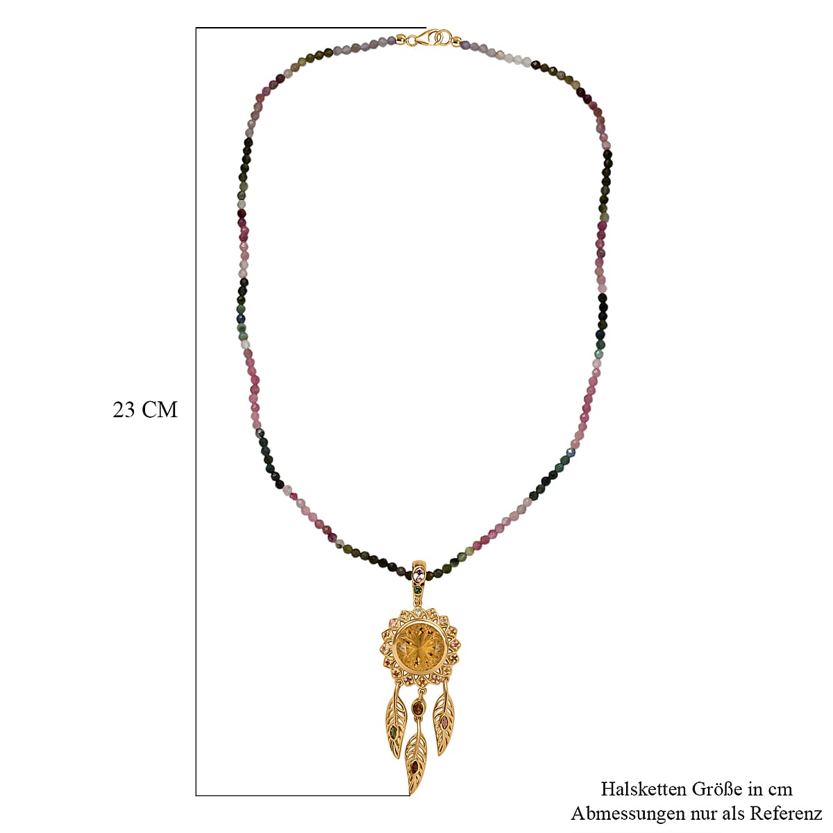 D'Joy AAA Red Citrine and Multi-Tourmaline 43.20 ctw Pendant Necklace in 18K Vermeil Yellow Gold Over Sterling Silver 18 Inches  image number 5