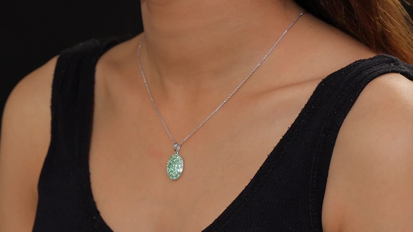 D'Joy Tsavorite Garnet 1.70 ctw Pendant Necklace in Rhodium Over Sterling Silver 20 Inches