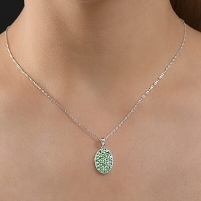 D'Joy Tsavorite Garnet 1.70 ctw Pendant Necklace in Rhodium Over Sterling Silver 20 Inches 