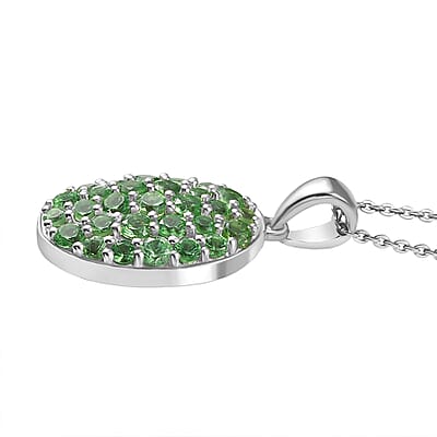 D'Joy Tsavorite Garnet 1.70 ctw Pendant Necklace in Rhodium Over Sterling Silver 20 Inches 